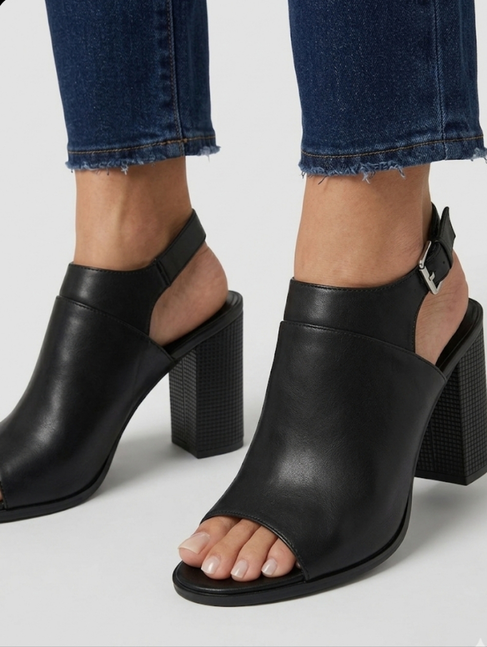 ​A New Day Black Block Heel Mules | Minimalist Chic City Sandal | 7